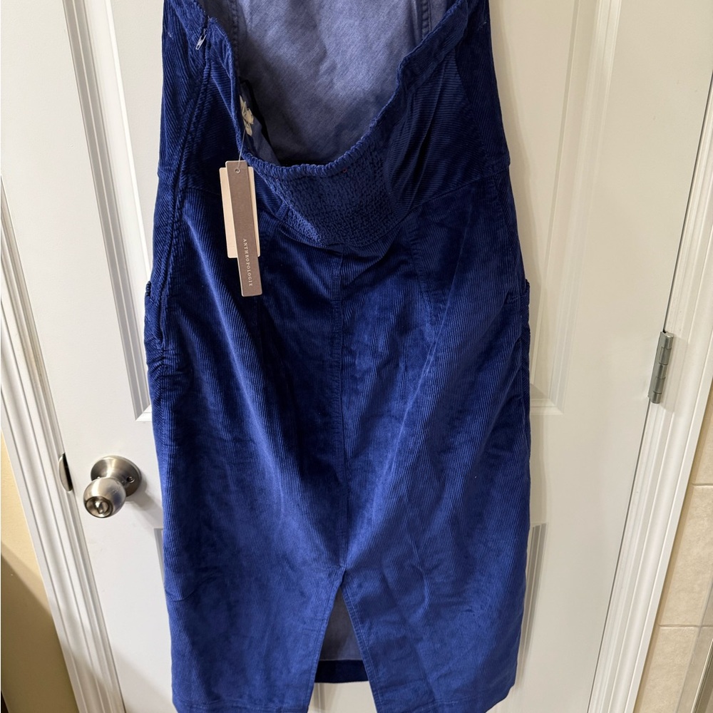 NWT Anthropologie Pilcro Strapless Corduroy Slim Midi Dress Blue - Picture 7 of 14